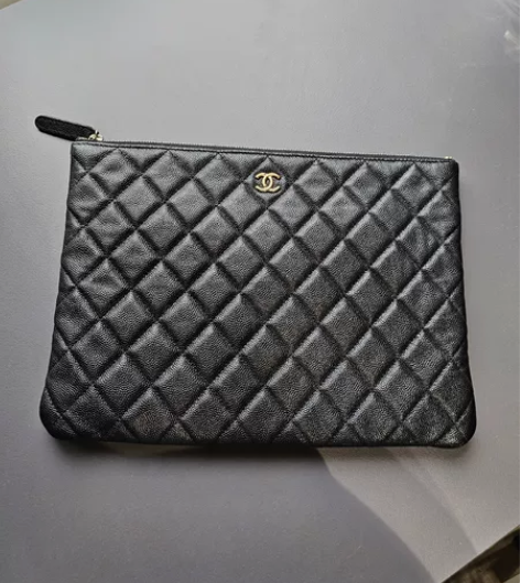 ?chanel/香奈儿 黑色牛皮双c菱格纹...