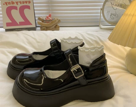 大头松糕厚底圆头玛丽珍单鞋女2024春秋夏...