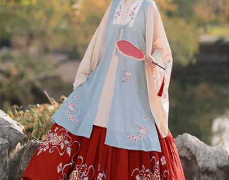 ?玉术原创汉服女明制立领斜襟长衫袄裙齐腰重...