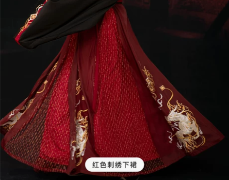 如梦霓裳汉服男红色交领大袖齐腰下裙非古装日...