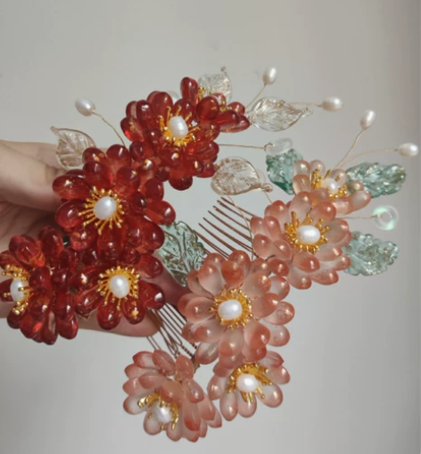 55一只 多肉琉璃大发梳 叶子是古法琉璃的...