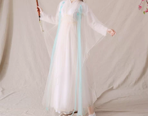 现代汉服女仙气飘逸古风仙女纱浅粉色中国风学...