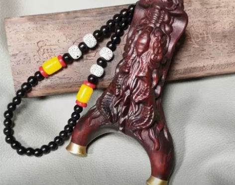 户外紫檀木新款龙头弹弓高精度扁皮筋实木弹弓...