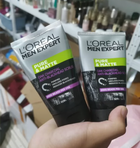 欧莱雅男士洗面奶美白控油去黑头洁面膏磨砂抗...