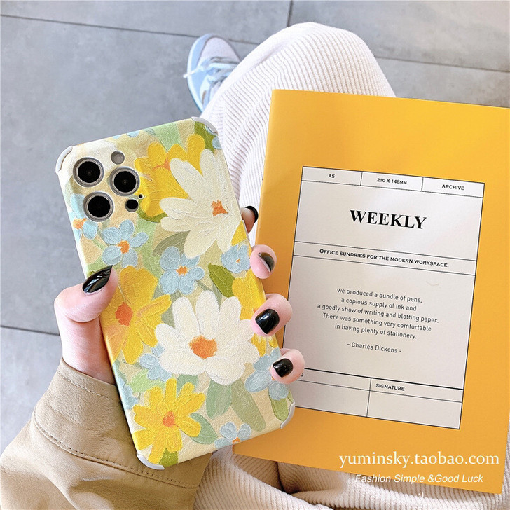 清新油画花朵手机壳（适合苹果手机）