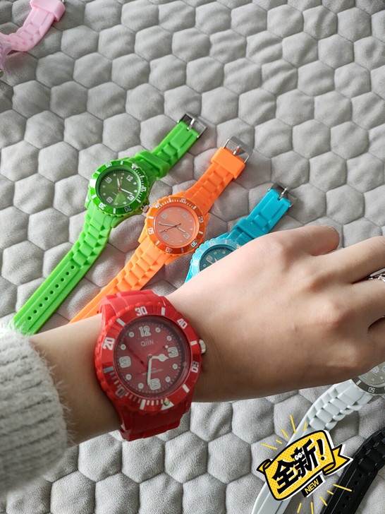 全新 运动硅胶手表女ins风男学生森系韩版...