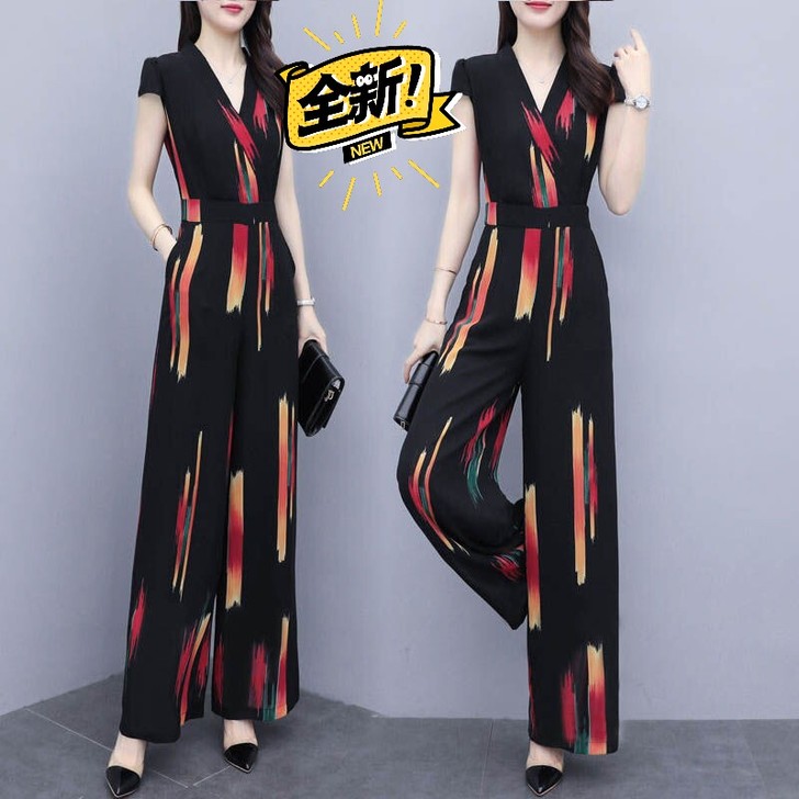 清仓处理 时尚休闲连体裤V领黑色女202...