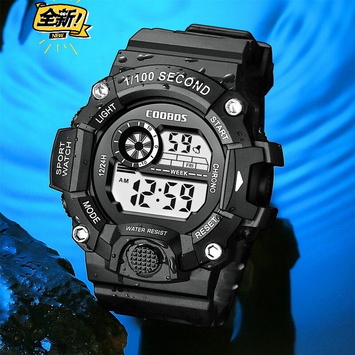 50米游泳防水运动电子手表青少年成年手表夜...