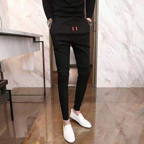 夏季九分裤男紧身小脚裤男社会精神小伙裤子男...