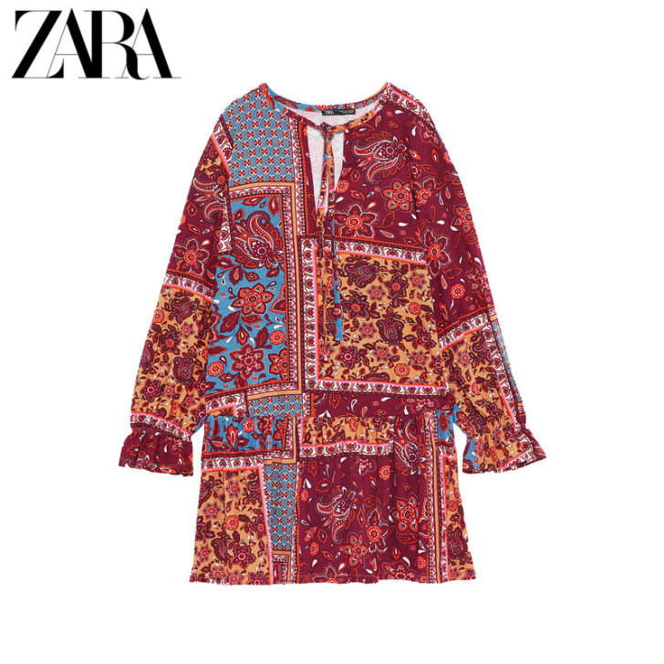 ZARA 新款 TRF 女装 印花连衣裙 ...