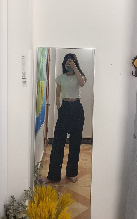 新款复古花朵高腰设计长直筒裤   腰带可拆...