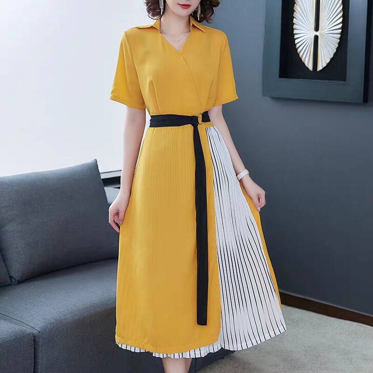 夏季拼接连衣裙