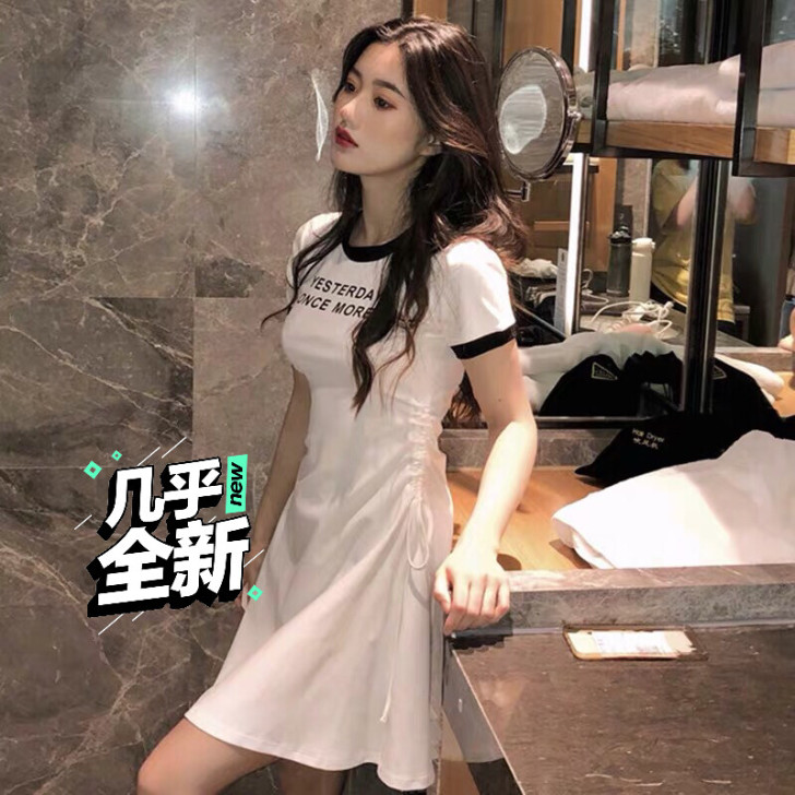 港风复古夏季新款法式显瘦裙子超仙女森系收腰...