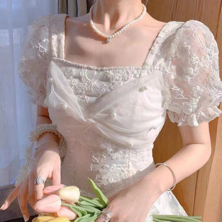 仙女裙法式收腰少女感连衣裙2021新款裙子...