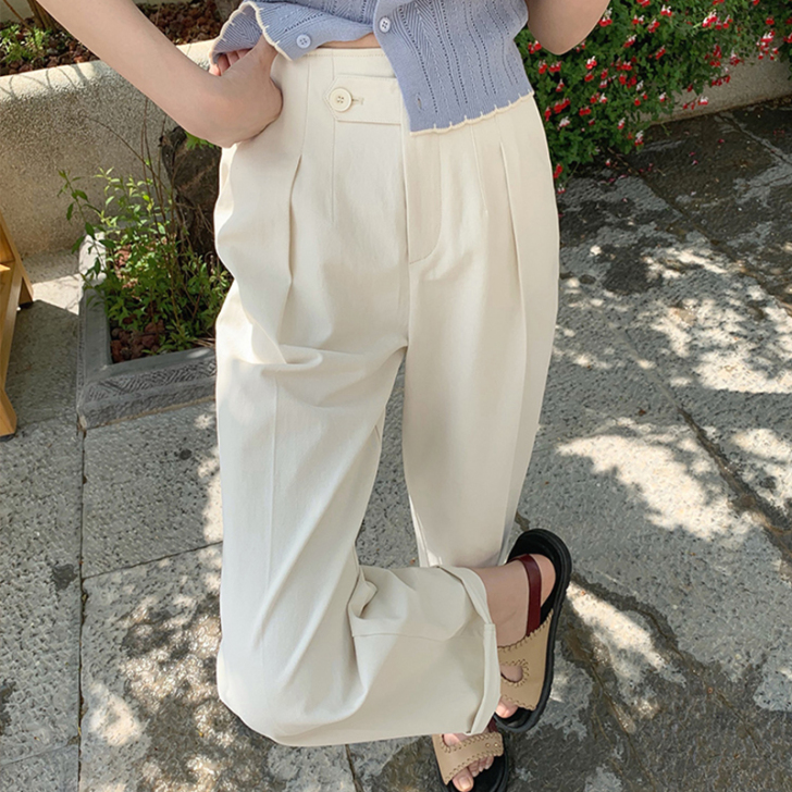 【狂欢价】夏季新款法式直筒休闲裤子女显瘦日...