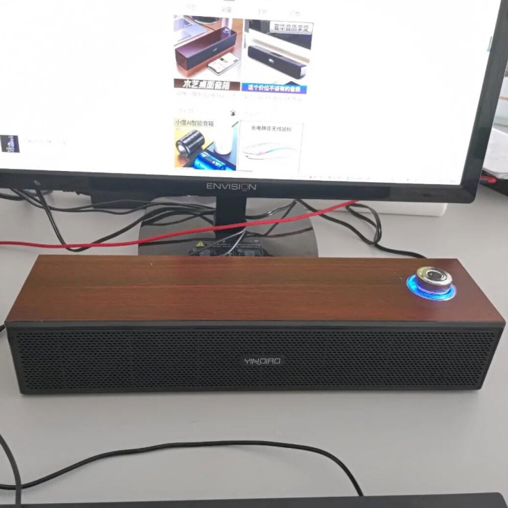 多媒体音响电脑笔记本蓝牙桌面长条木质小音箱...
