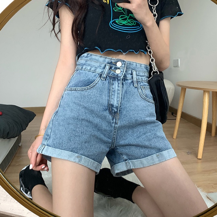 宽松阔腿裤春装2021年新款韩版高腰牛仔裤...