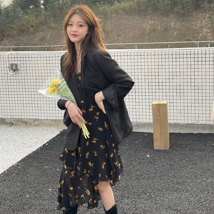 吊带连衣裙女碎花裙小清新森系仙女裙不规则纱...