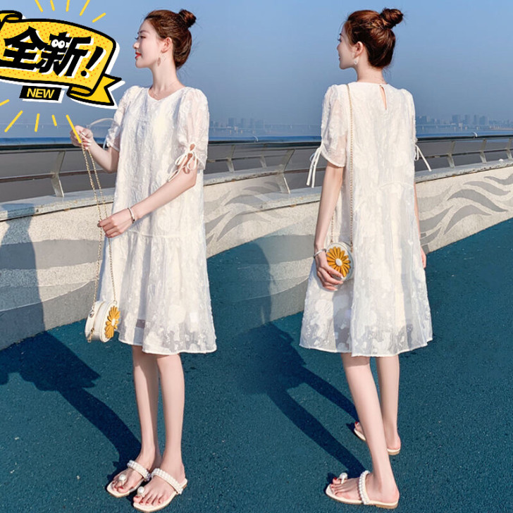 2021新款法式甜美初恋小白裙娃娃裙女宽松...