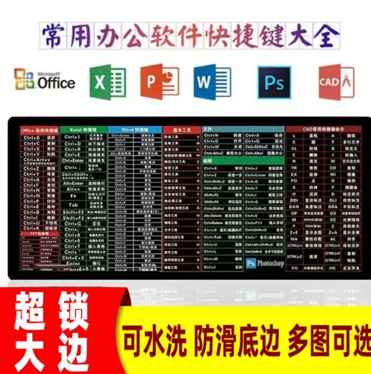 鼠标垫键盘加厚超大号办公快捷游戏电脑桌垫锁边