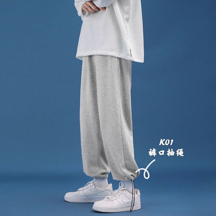 加绒卫裤秋冬裤子女运动裤宽松束脚休闲加厚2...