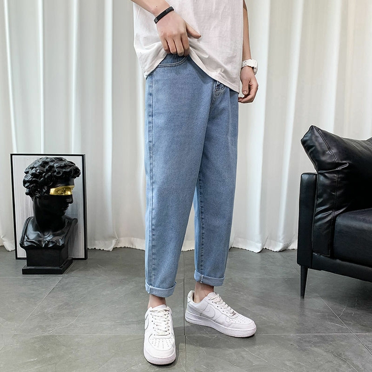 九分牛仔裤男潮牌2021夏薄款直筒宽松韩版...