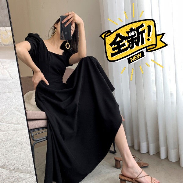 【全新包邮】赫本风小黑裙2021夏季新款法...