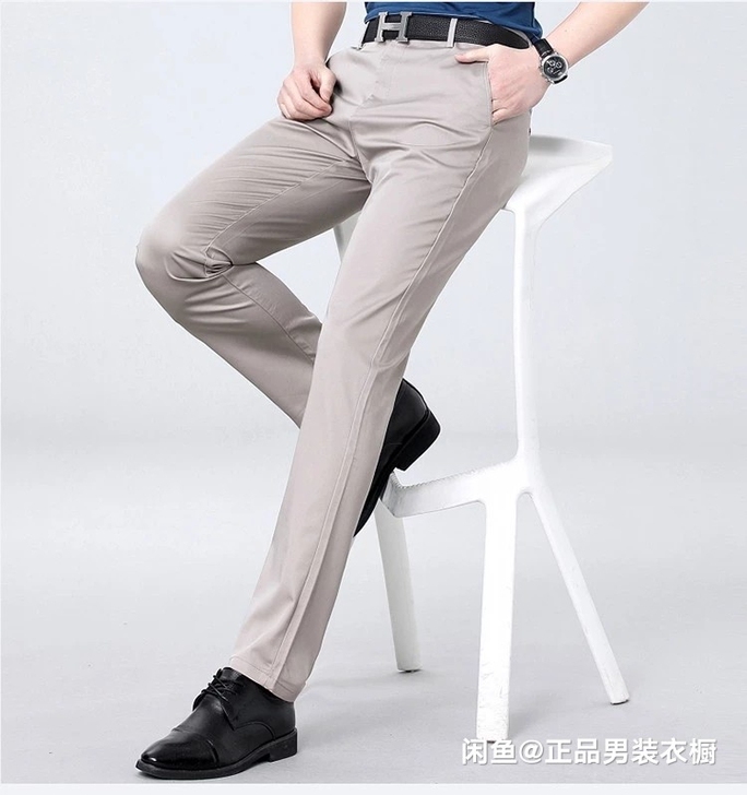 劲霸休闲裤正品春夏款男士商务休闲直筒修身裤...