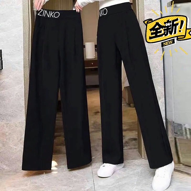 阔腿裤子女2021新款韩版宽松黑色高腰休闲...