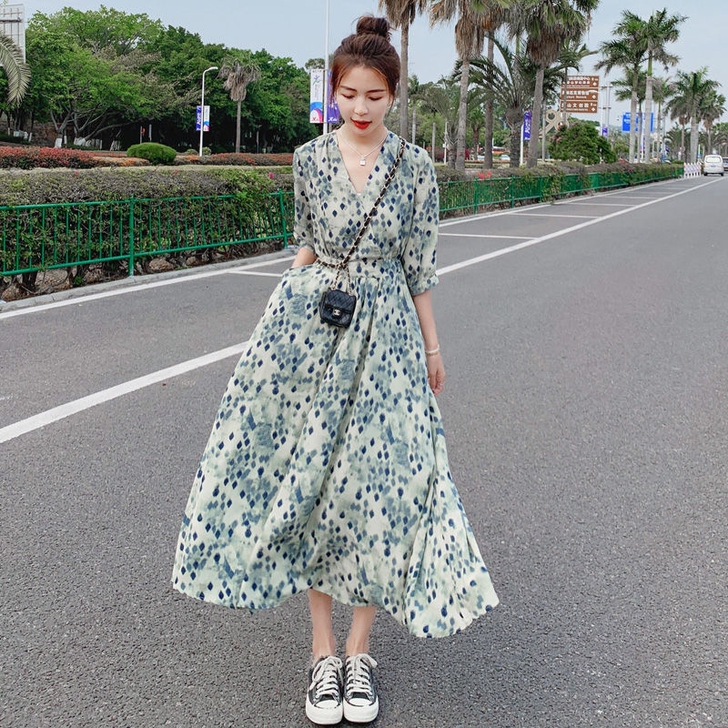 连衣裙女夏2021新款法式初恋甜美初恋裙收...