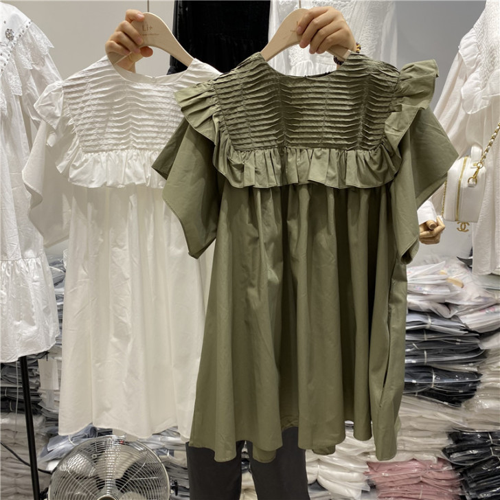 木耳边设计感小众宽松蓬蓬裙韩版百搭连衣裙2...