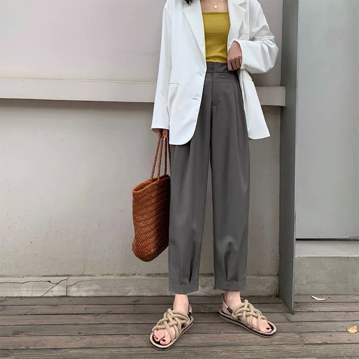 韩版坠感萝卜裤