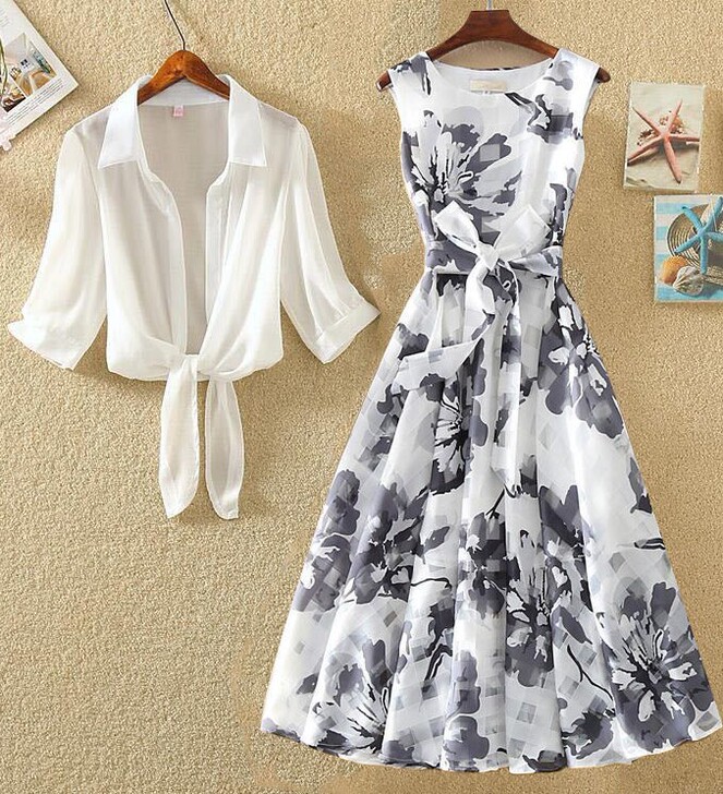 2021夏季新款雷丝碎花裙装遮肚显瘦中长款...