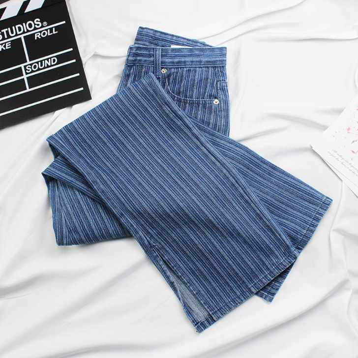 复古牛仔裤女拖地裤2021年新款欧美风宽松...