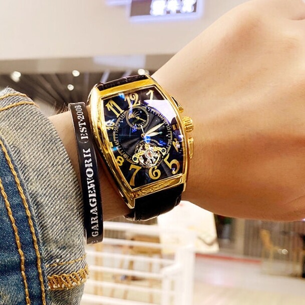 全新包邮2021新款男士机械手表防水酒桶型...