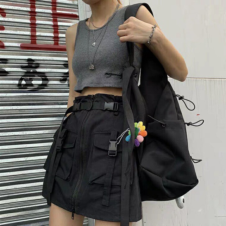 工装裙半身裙短裙黑色长裙工装裤机车