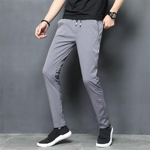 薄款冰丝男士休闲裤男大码春夏季修身运动裤韩...