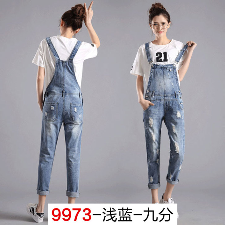 「服饰闲置」百搭牛仔裤背带裤女长裤宽松学院...