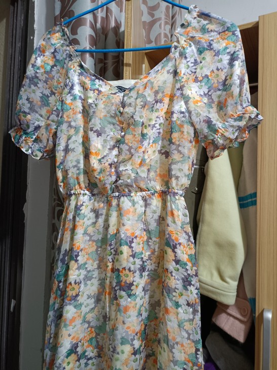 2020夏装新款油画裙雪纺小雏菊法式碎花连...