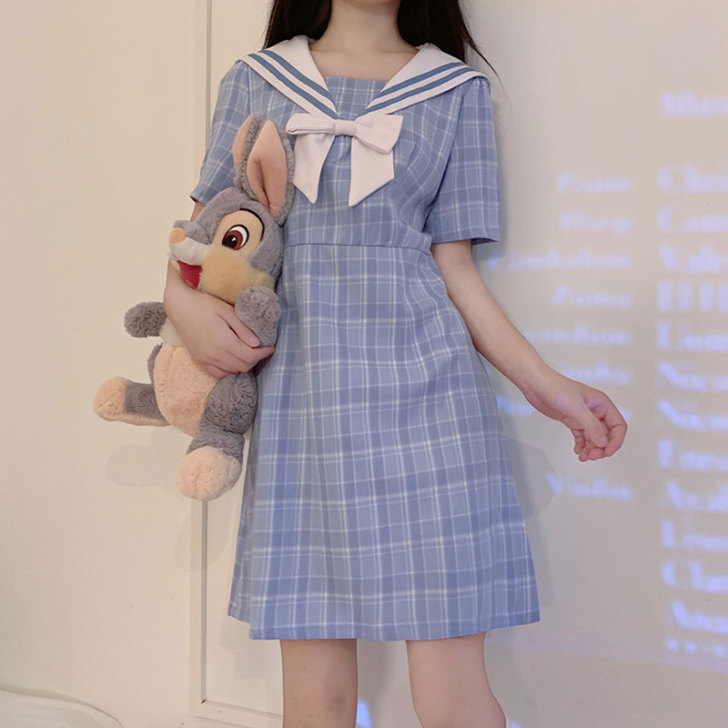 裙子2020夏季新款日系甜美显瘦气质小清新...