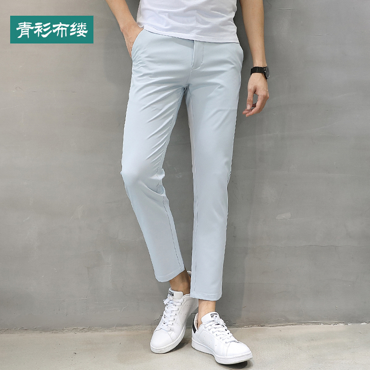 免烫弹力九分裤男修身小脚韩版潮流小西裤秋季...