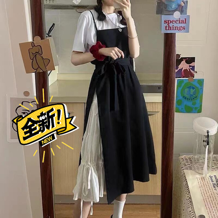 背带裙子少女夏装2021年新款初中高中学生...