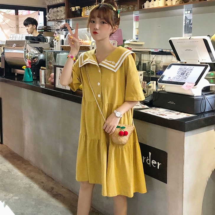 夏季新款韩版甜美小清新裙子高腰显瘦小个子拼...