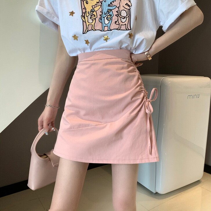 夏季小清新短裙小个子防走光裙子女A字裙半身...