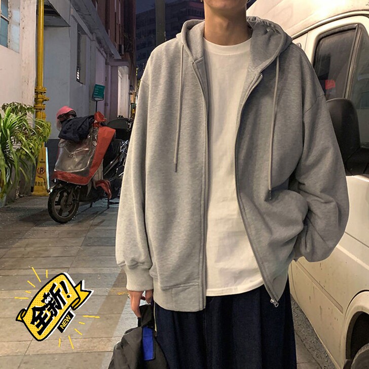 全新卫衣男潮ins连帽加绒开衫外套上衣男士...
