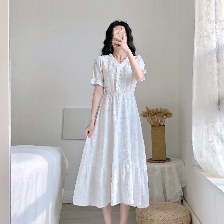 全新减龄青春夏季新款流行裙子桔梗法式复古显...