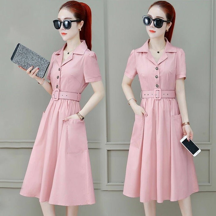 连衣裙女夏季2021新款气质收腰仙女裙短袖...