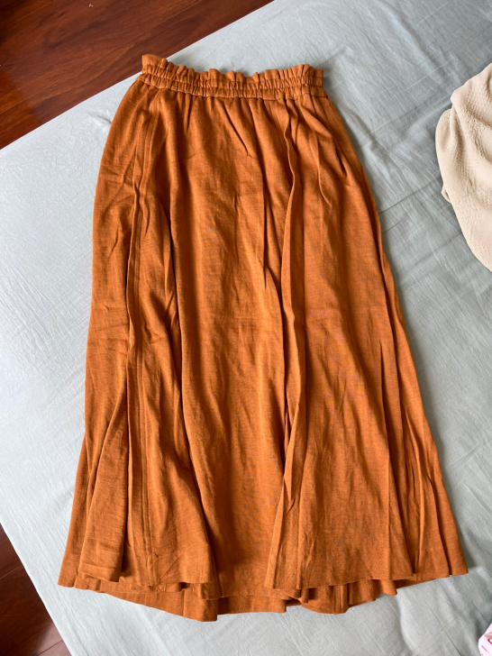 古着半裙vintage 南瓜色半裙 秋冬半...