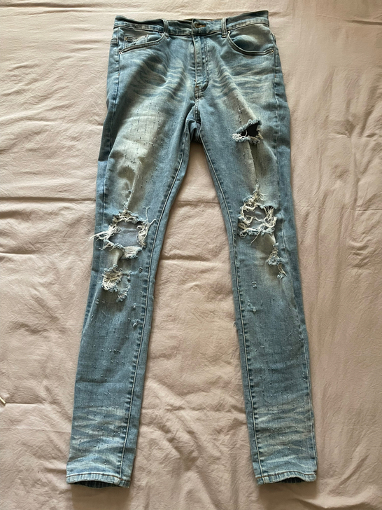 Amiri 散弹牛仔裤 33码 修改过破洞
