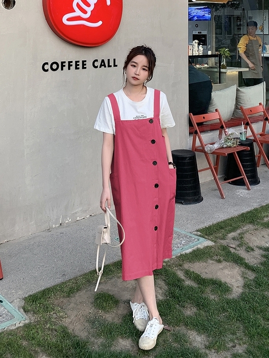 背带裙女夏2021新款韩版宽松百搭显瘦网红...